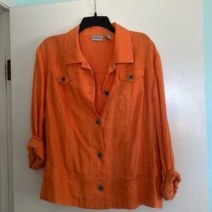 Chicos sz 3 or XL lightweight linen jacket long sleeve
